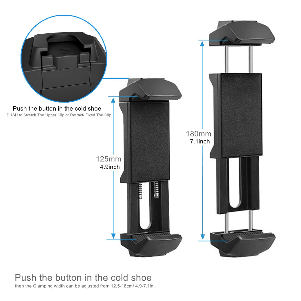 Universal  Tablet Tripod Mount Adapter with Cold Shoe Clamping Holder Bracket for iPad Mini iPad Pro Air 1 2 3 iPhone Smartphone