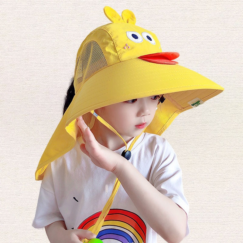 Children's breathable sunscreen hat, summer mask, new large range UV protection, thin spring and autumn boys and girls, baby fishermen's sunshade hat