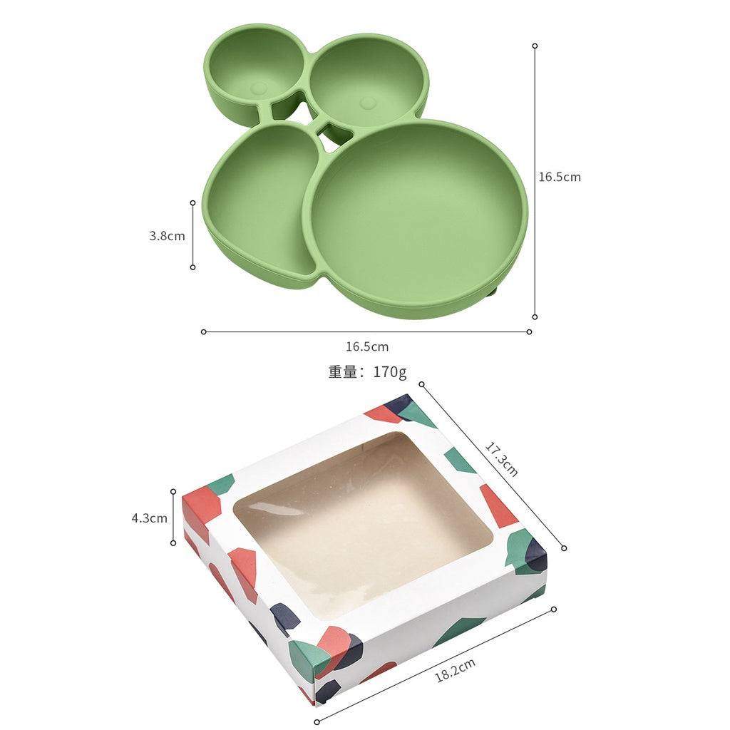 Infants and young children's divided supplementary food plate Snail type silicone baby meal plate with suction cup Snail fork spoon Children's tableware Maternal and baby products