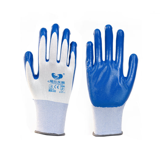 Polyester Gloves with Core Palm Dipped Nitrile Smooth Gloves