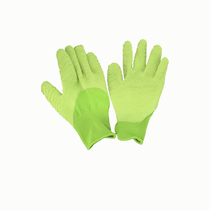 Fruit green dipped rubber Gloves Safety Woker Gloves